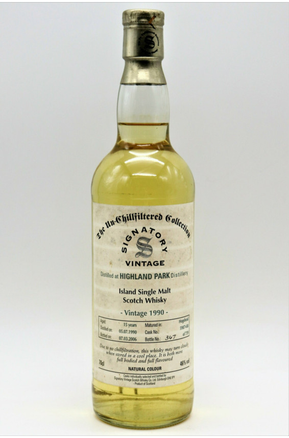 Signatory The Un Chillfiltered Collection Highland Park 15 Year Old Single Malt 1990 70cl